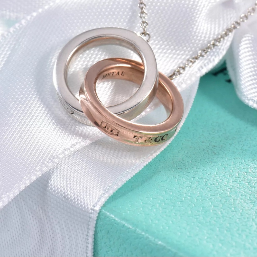 Authentic Tiffany & Co Rubedo & Silver 1837 Interlocking Circles 16.5" Necklace